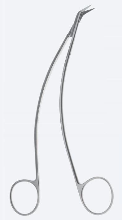 Ножиці Diethrich-Favaloro, мікро, судинні, вигнуті, під кутом 45°, гострокінцеві, загальна довжина 180 мм. Бренд - Asanus Medizintechnik Gmb, Німеччина